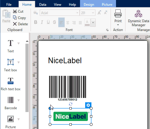 NiceLabel Free Trial Designer, โปรแกรมออกแบบบาร์โค้ด