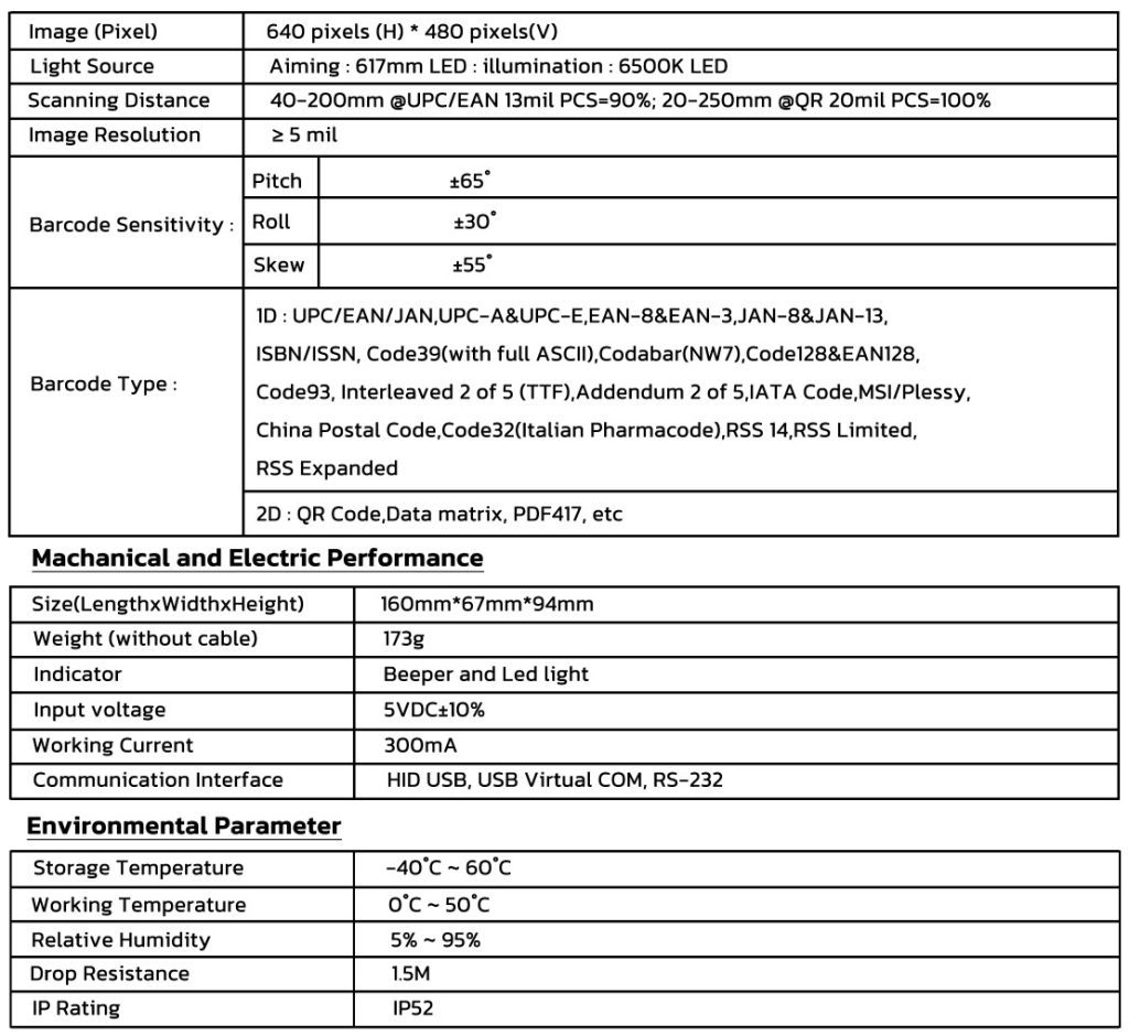 เครื่องอ่านบาร์โค้ด IDA-22C1 Barcode Scanner เครื่องสแกนบาร์โค้ด