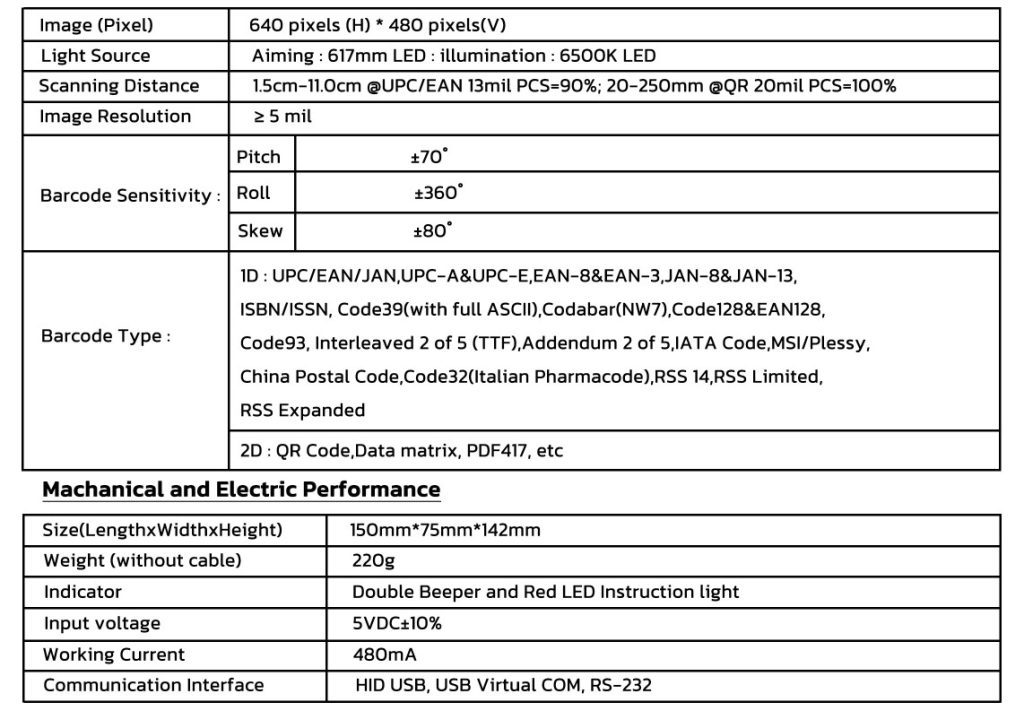 เครื่องอ่านบาร์โค้ด IDA-42C1 Barcode Scanner เครื่องสแกนบาร์โค้ด